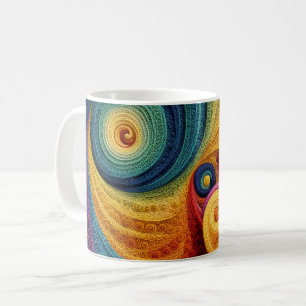 Caneca De Café Padrão Abstrato em Espiral Textura Colorida em 3D