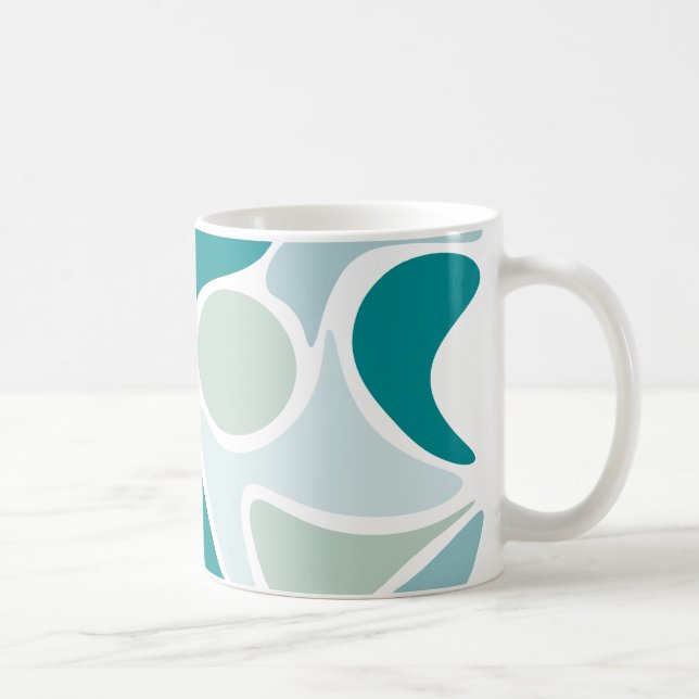 Caneca De Café padrão abstrato em tons azuis (Direita)