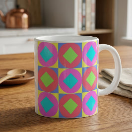 Caneca De Café Padrão Abstrato Geométrico Psicodélico Vibrante