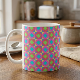 Caneca De Café Padrão Abstrato Geométrico Psicodélico Vibrante