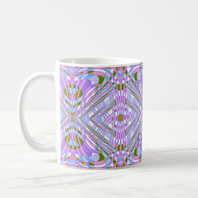 Caneca De Café Padrão Abstrato Geométrico Retro Trippy (Esquerda)