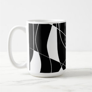 Caneca De Café padrão abstrato preto e branco moderno