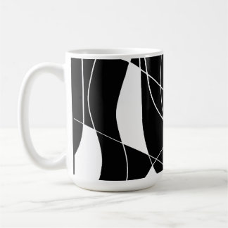 Caneca De Café padrão abstrato preto e branco moderno