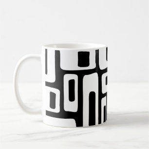 Caneca De Café Padrão Abstrato Preto e Branco Moderno de Meados d