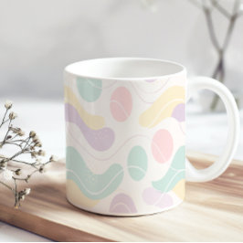 Caneca De Café Padrão Abstrato Seamless Pastel Ondas e Círculos