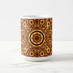 Caneca De Café Padrão Abstrato Vermelho Dourado Boho Marroquino