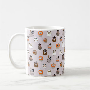 Caneca De Café Padrão Adorável das Corujas de Halloween