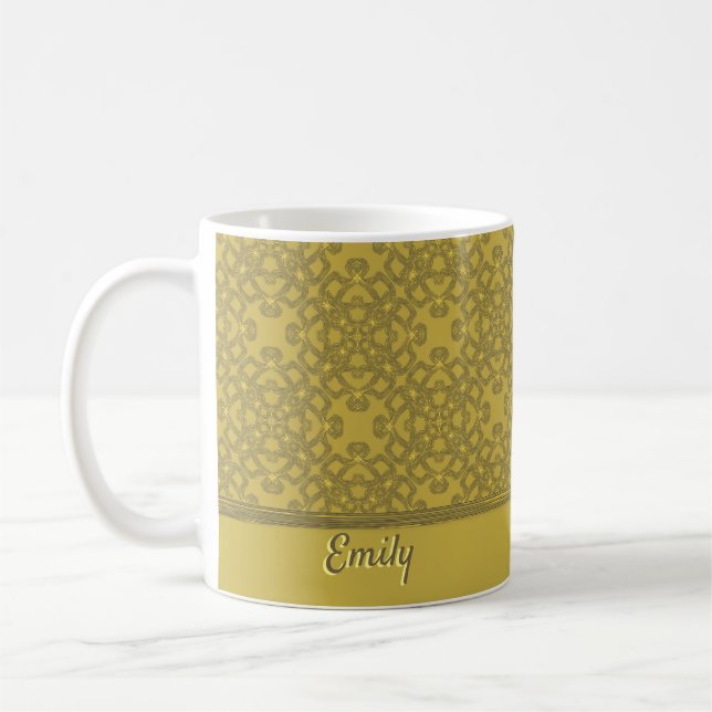 Caneca De Café Padrão Amarelo da Mostarda Personalizada (Esquerda)