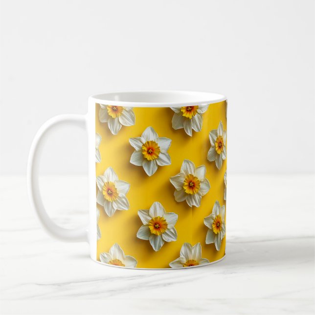 Caneca De Café Padrão amarelo de narcisos (Esquerda)