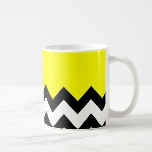 Caneca De Café Padrão Amarelo No Chevron Zigzag Grande