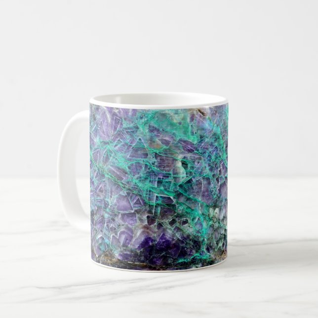Caneca De Café padrão ametista de textura de pedra gem mineral am (Frente Esquerda)