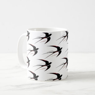 Caneca De Café Padrão Andorinhas Pretas em Voo