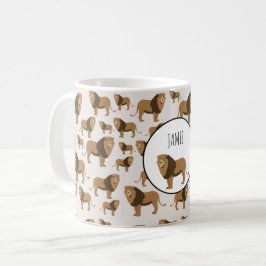 Caneca De Café Padrão Animal de Leão Selvagem Personalizado