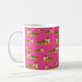 Caneca De Café Padrão Animal do Tigre Laranja Cor-de-rosa