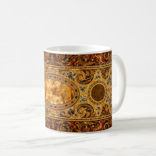Caneca De Café Padrão Antiquado De Gemstone Italiano Decorativo