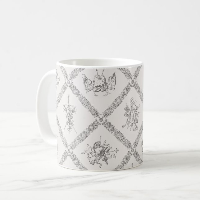 Caneca De Café Padrão Antiquado Heráldico de Armação Armada Vinta (Frente Esquerda)