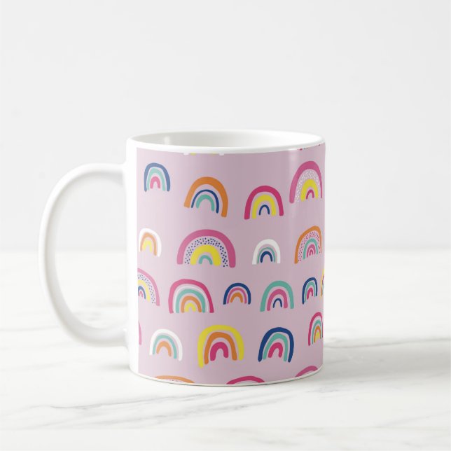 Caneca De Café Padrão Arco-íris Rosa (Esquerda)