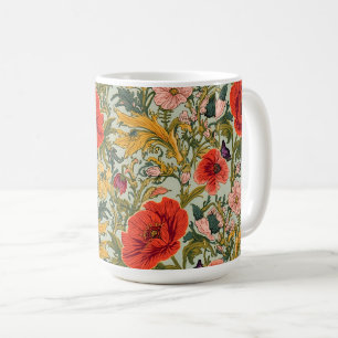 Caneca De Café Padrão Art Nouveau Floral Papoulas de William Morr