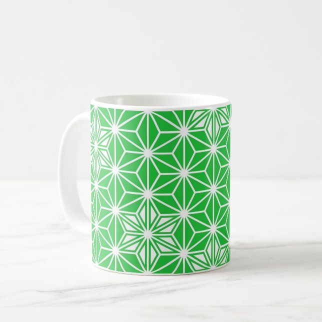Caneca De Café Padrão Asanoha japonês - verde-jade (Frente Esquerda)