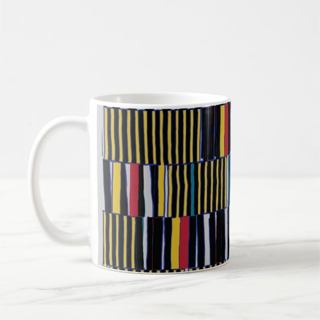 Caneca De Café padrão assimétrico de colagem de abstrato. Traços  (Esquerda)