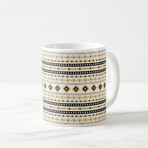 Caneca De Café Padrão Aztec Creme Preto Misturado de Motifs