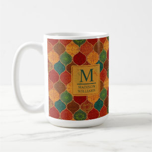 Caneca De Café Padrão Azteca Geométrico Mosaico Marroquino Sem Co