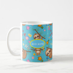 Caneca De Café Padrão Azul De Lama Cuta Adicionar seu Modelo de