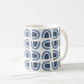 Caneca De Café Padrão Azul de Mosaico de Arco Orgânico Abstrato