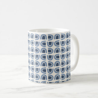 Caneca De Café Padrão Azul de Mosaico de Arco Orgânico Abstrato