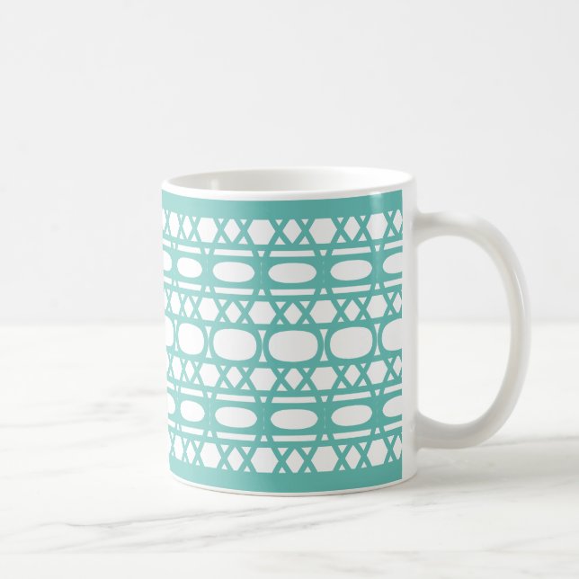 Caneca De Café Padrão Azul Elegante Abstrato (Direita)