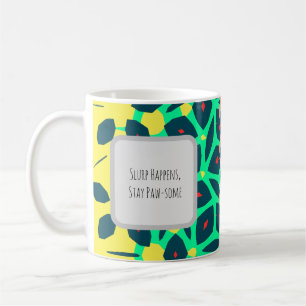 Caneca De Café Padrão Azul Turquesa Amarelo, Pêssego, Azul, Verde