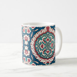 Caneca De Café Padrão Azulejo Azulejo Vermelho Azul