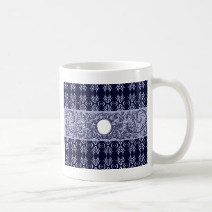 Caneca De Café Padrão Barroco Azul Clássico por Leah G - cherubs