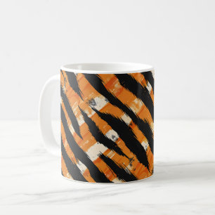 Caneca De Café Padrão Black Orange Stripe