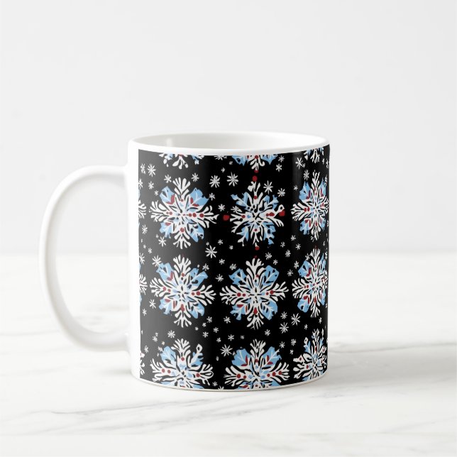 Caneca De Café Padrão Blue Snowflake (Esquerda)
