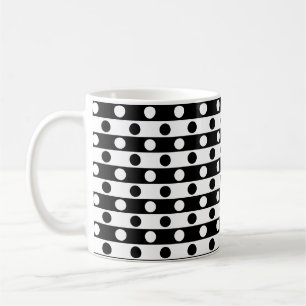 Caneca De Café Padrão Bolinhas & Stripes - Tons Pretos e Brancos