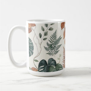 Caneca De Café Padrão botânico boho contínuo Flores