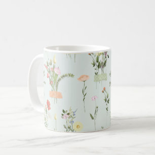 Caneca De Café Padrão Botânico das flores silvestres