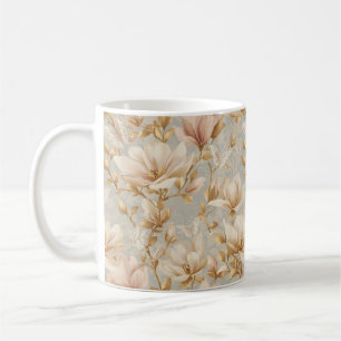 Caneca De Café Padrão Botânico de Borboleta Magnólia Suave