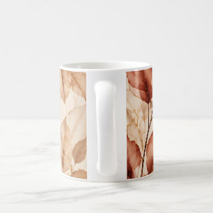 Caneca De Café Padrão Botânico de Folhas de Outono em Cobre e Our