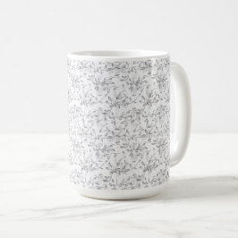 Caneca De Café Padrão Botânico desenhado à mão em preto e branco