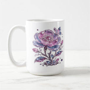 Caneca De Café Padrão Botânico Elegante Rosa Poeirento Design