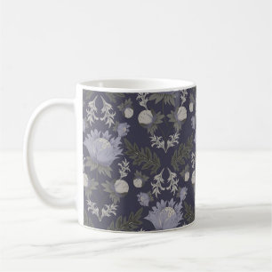 Caneca De Café Padrão botânico em azul estilo retrô café