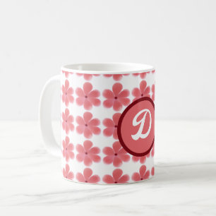 Caneca De Café padrão botânico mínimo elegante monograma laranja