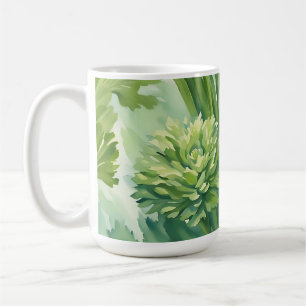 Caneca De Café Padrão Botânico Verde de Salsão Luxuriante