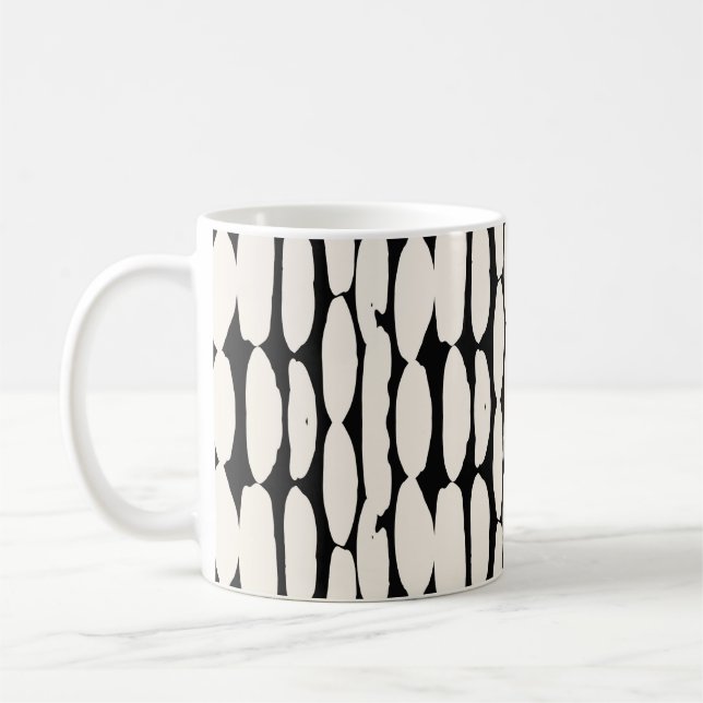 Caneca De Café Padrão branco de pontos pretos. círculo shibori se (Esquerda)
