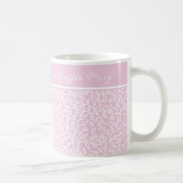 Caneca De Café Padrão Branco-Mãe Especial de Folhas, Cor-de-Rosa  (Direita)