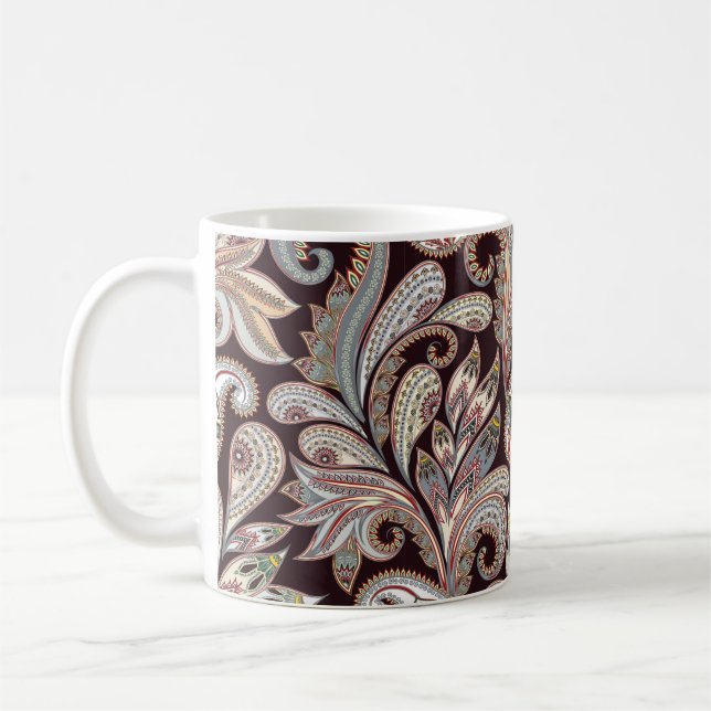 Caneca De Café Padrão brilhante sem costura com ornamentado paisl (Esquerda)