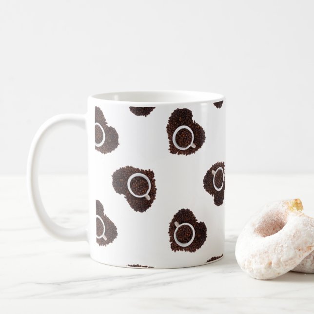 Caneca De Café padrão cardíaco abstrato café (Com Donut)