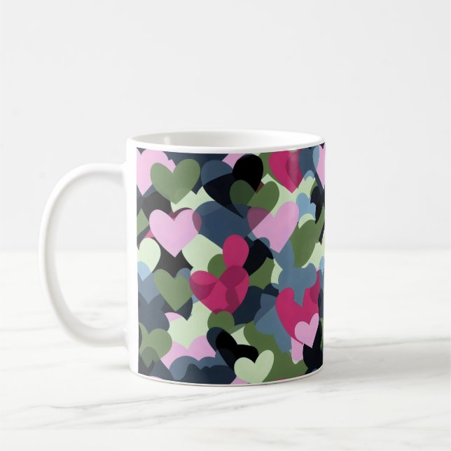 Caneca De Café Padrão Cardíaco Colorido (Esquerda)